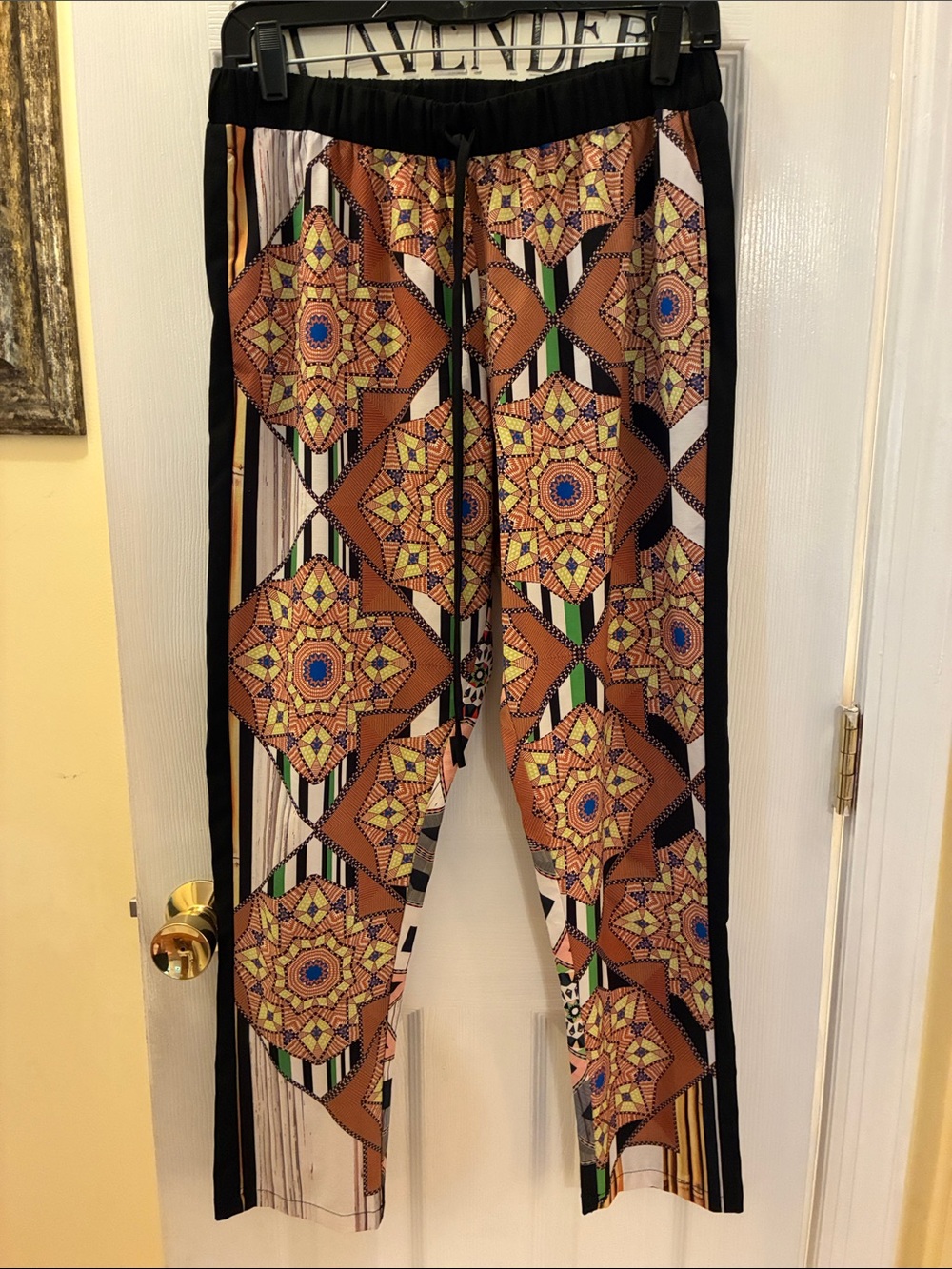 Clover Canyon Brown Mosaic-Print Track Pants with Stripes